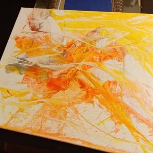 Acrylics string painting, 20x16